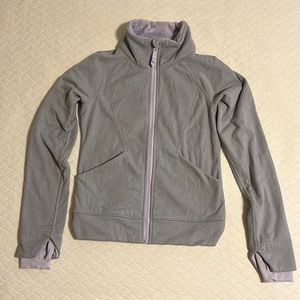 Ivivva by lululemon girls jacket, thick material fleece lined, grey/lavender, 10